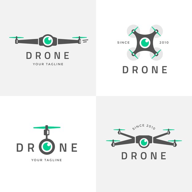 Colección de logos de drones planos