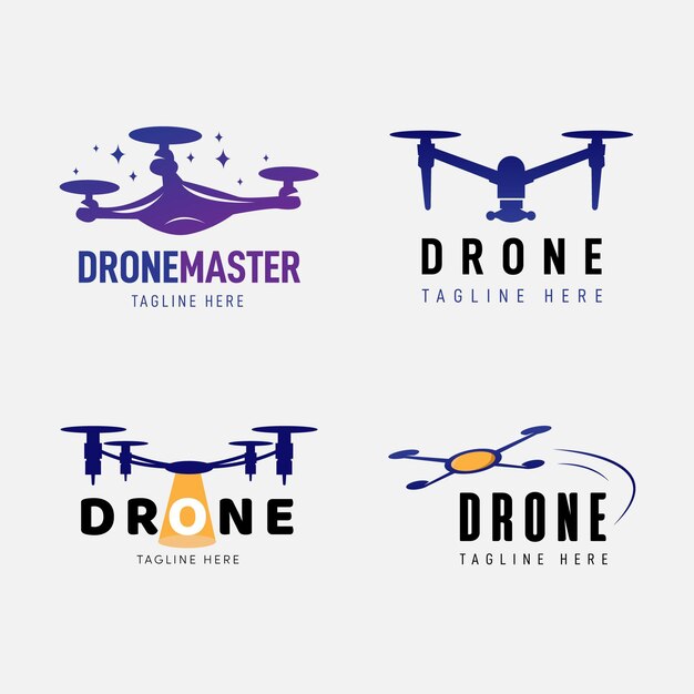Colección de logos de drones planos