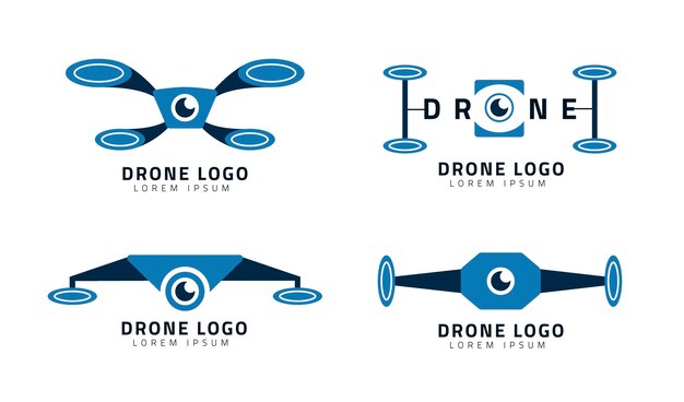 Colección de logos de drones planos