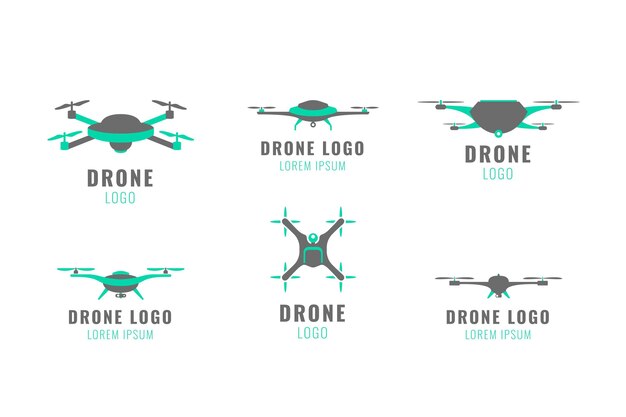 Colección de logos de drones planos