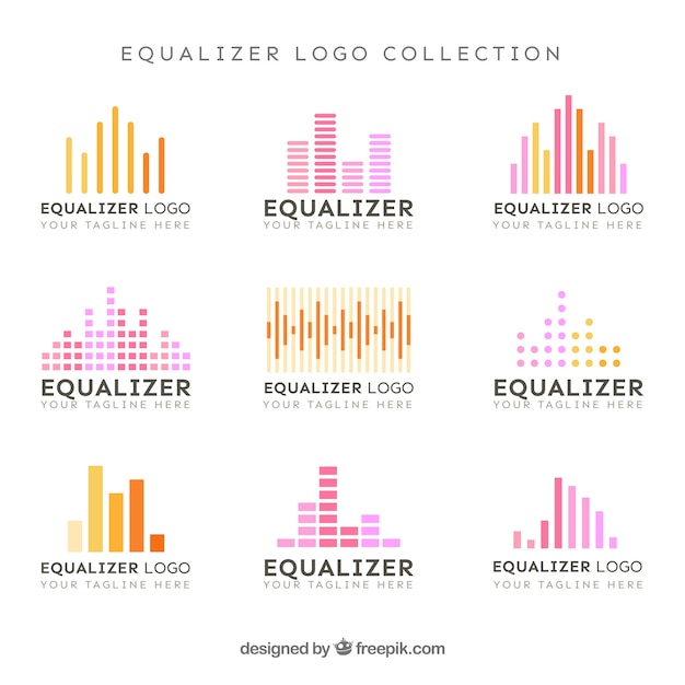 Colección de logos de ecualizadores con diseño plano