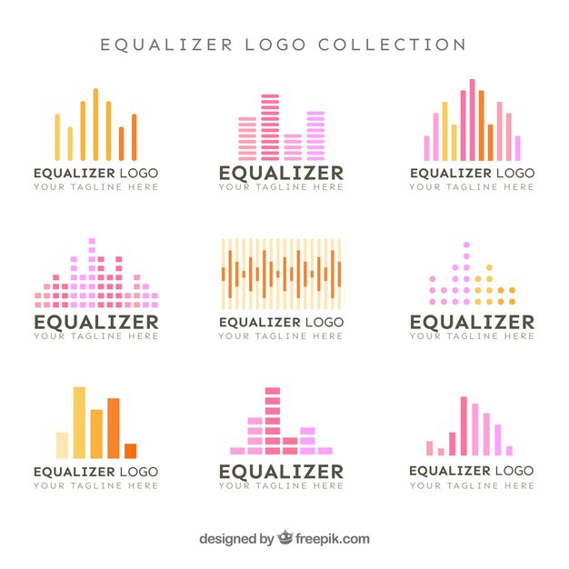 Colección de logos de ecualizadores con diseño plano