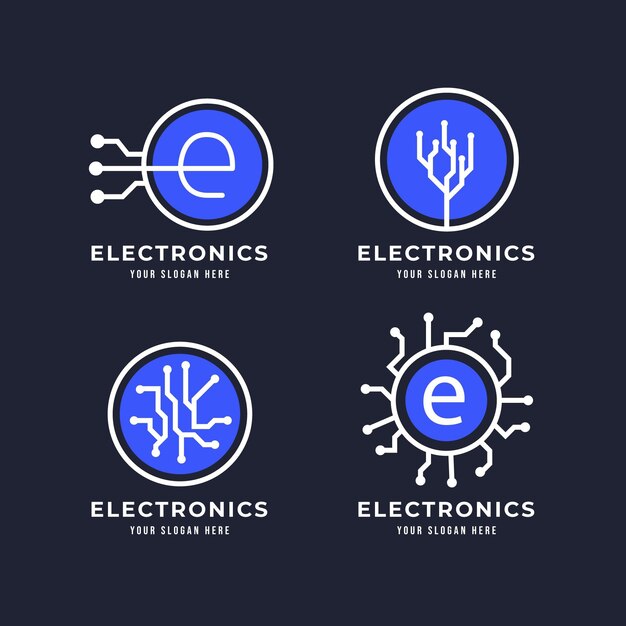 Colección de logos de electrónica plana