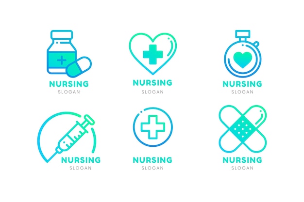 Vector gratuito colección de logos de enfermeras degradados