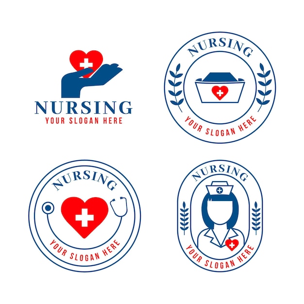 Colección de logos de enfermeras planas