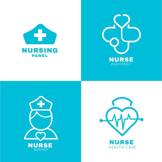 Colección de logos de enfermeras planas