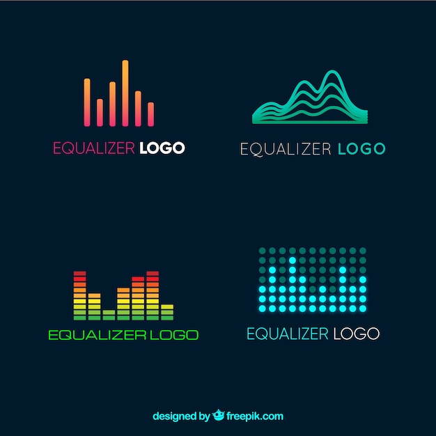 Colección de logos de equalizador en estilo plano