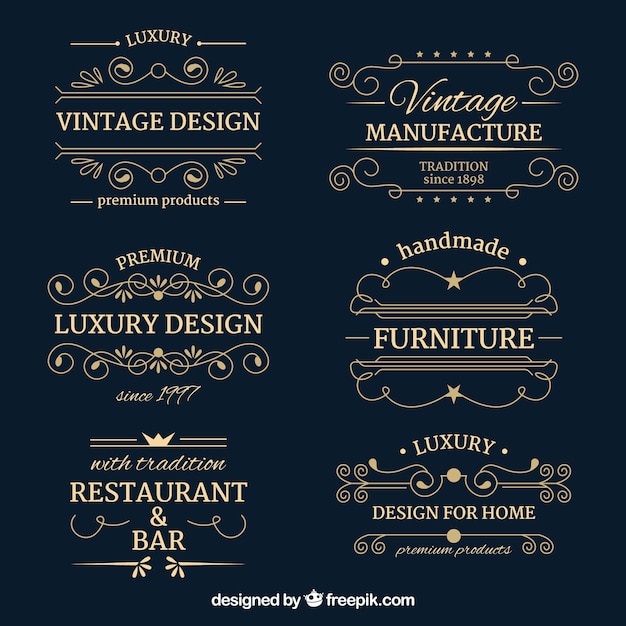 Vector gratuito colección de logos con estilo vintage y de lujo