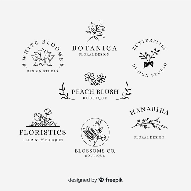 Vector gratuito colección de logos de floristería para bodas.