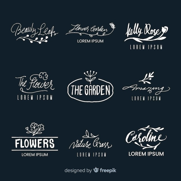 Vector gratuito colección de logos para la floristería de bodas.