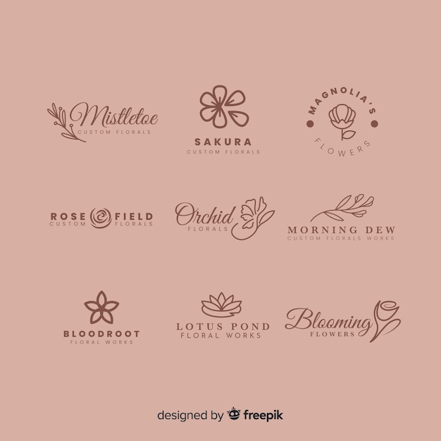 Vector gratuito colección de logos para la floristería de bodas.