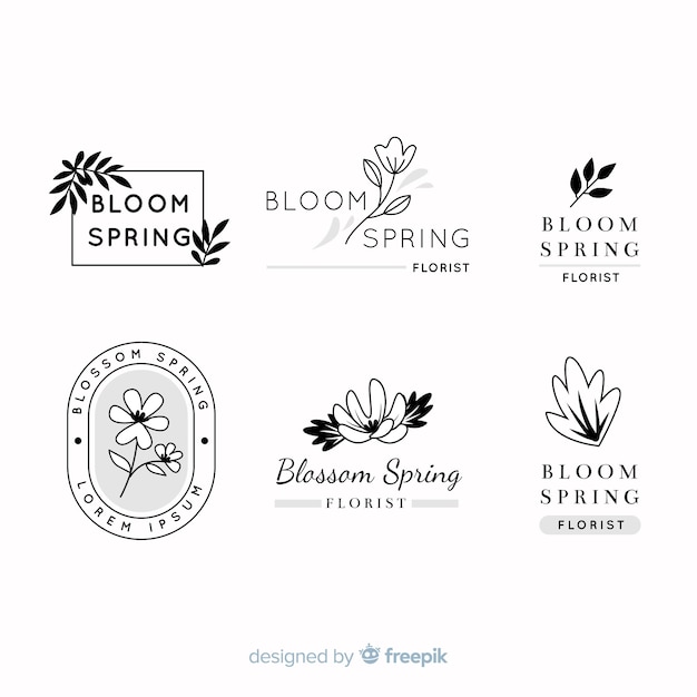 Colección de logos de floristería para bodas.