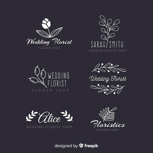 Colección de logos de floristería para bodas.