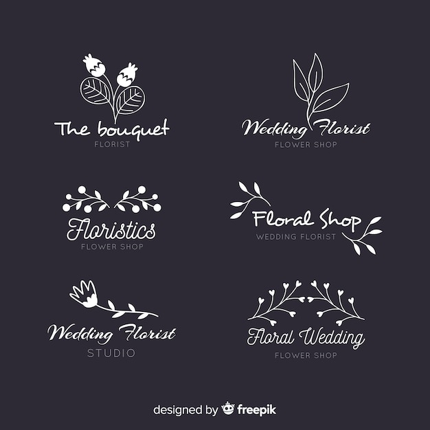 Colección de logos de floristería para bodas.