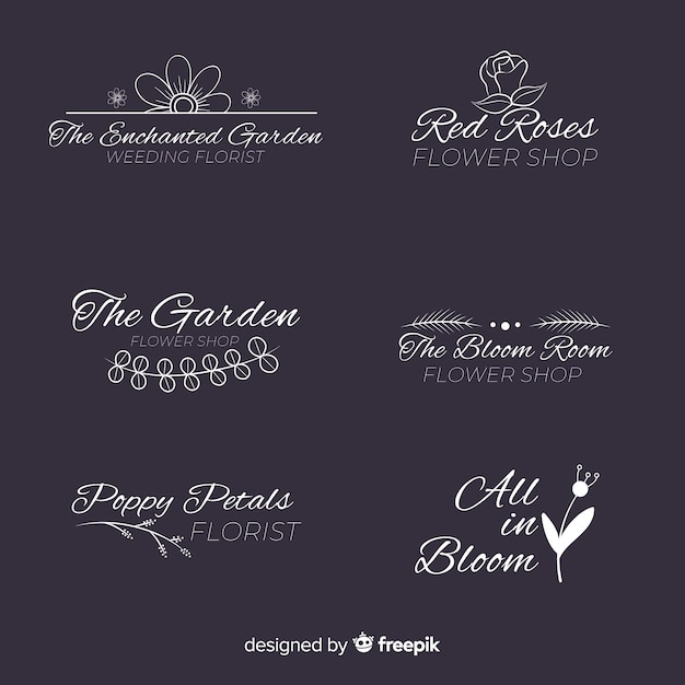 Vector gratuito colección de logos de floristería para bodas.