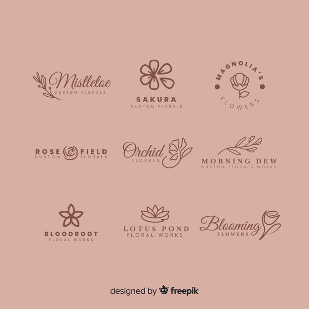 Colección de logos para floristerías de boda.