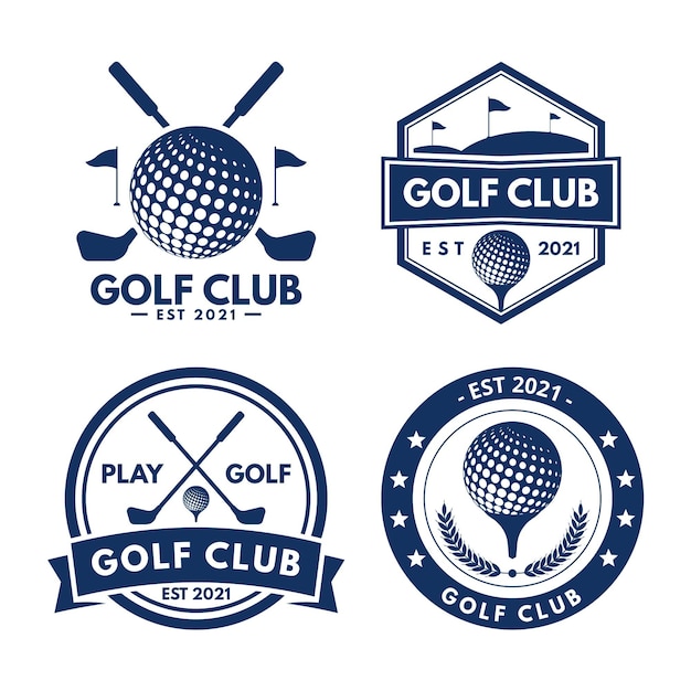 Vector gratuito colección de logos de golf de diseño plano