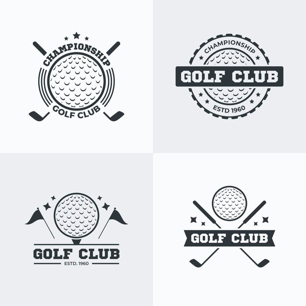 Colección de logos de golf en diseño plano