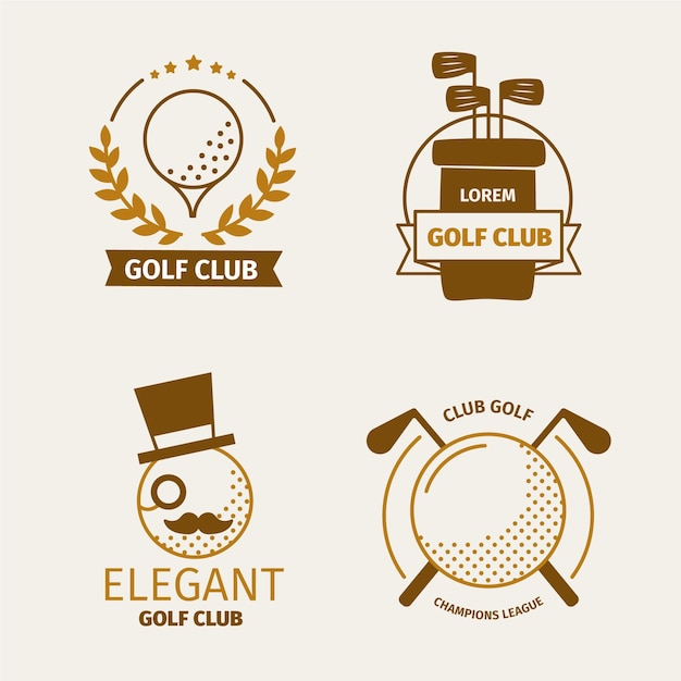 Vector gratuito colección de logos de golf planos