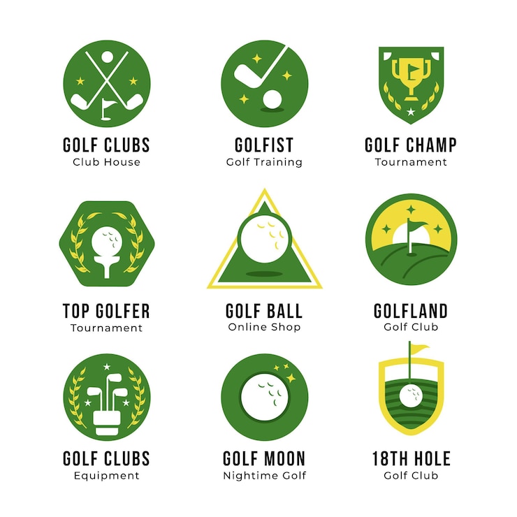 Vector gratuito colección de logos de golf planos
