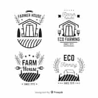 Vector gratuito colección de logos de granja en diseño plano