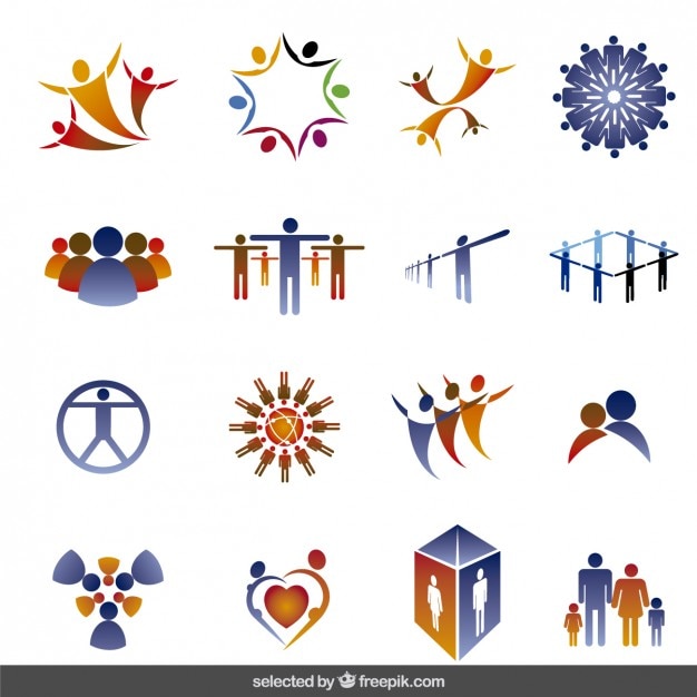 Vector gratuito colección logos hecho con siluetas de personas