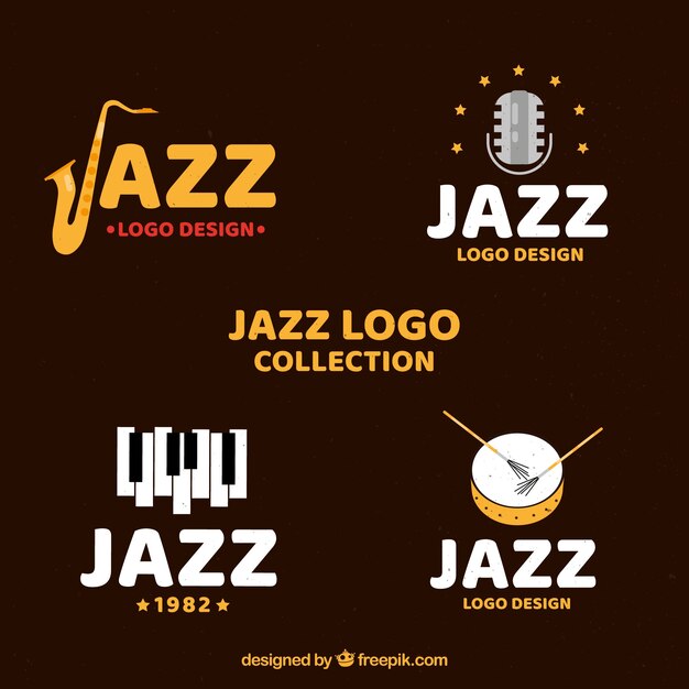 Colección de logos de jazz con diseño plano