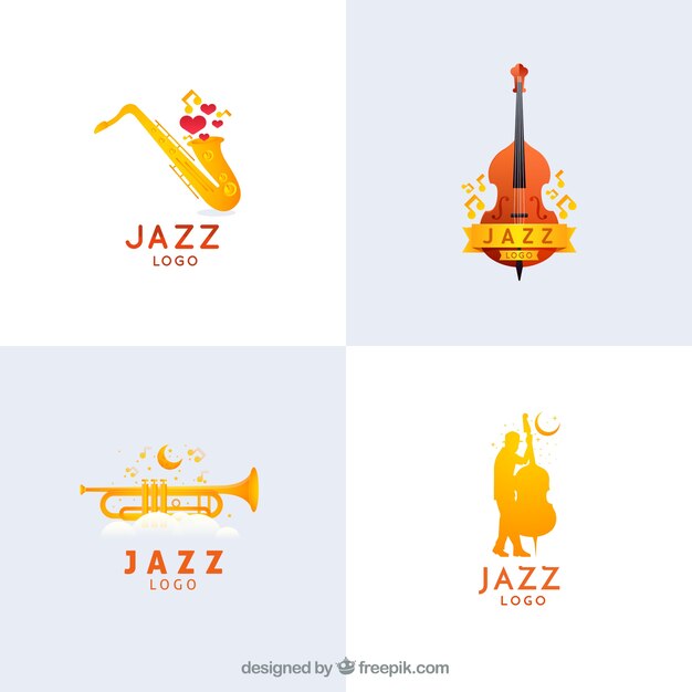 Colección de logos de jazz en estilo degradado