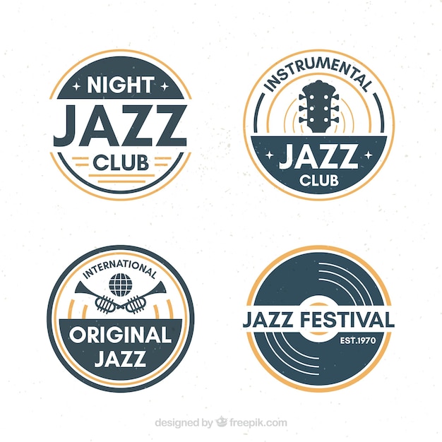Colección de logos de jazz con estilo vintage