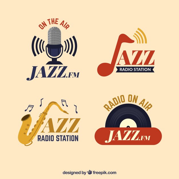 Colección de logos de jazz con estilo vintage