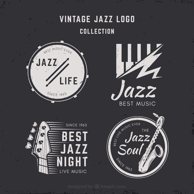 Colección de logos de jazz con estilo vintage