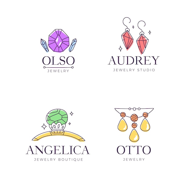 Vector gratuito colección de logos de joyas dibujados a mano