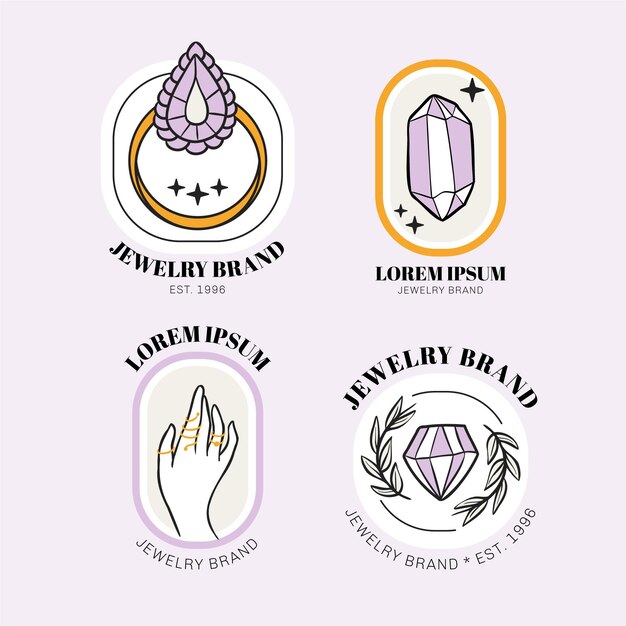 Colección de logos de joyas dibujados a mano