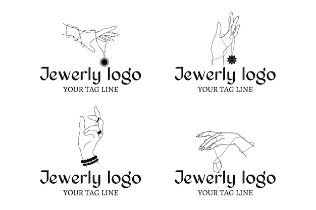Colección de logos de joyas dibujados a mano