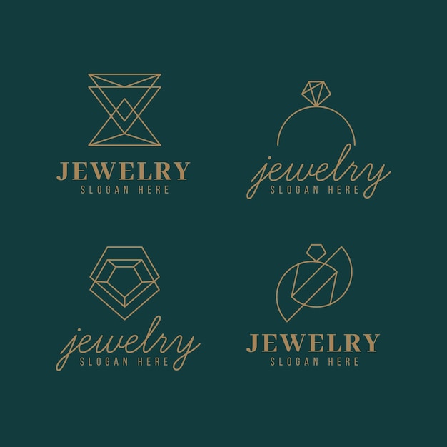 Colección de logos de joyas planas lineales