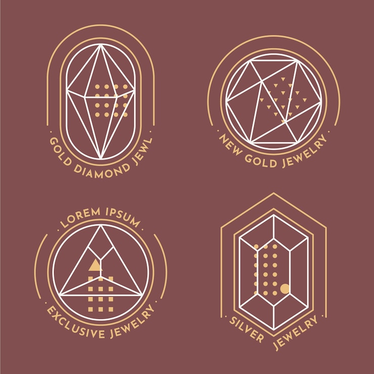 Vector gratuito colección de logos de joyas planas lineales