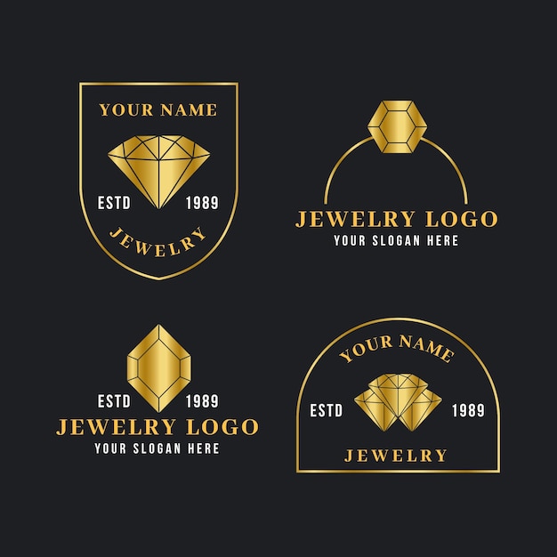 Vector gratuito colección de logos de joyería degradados