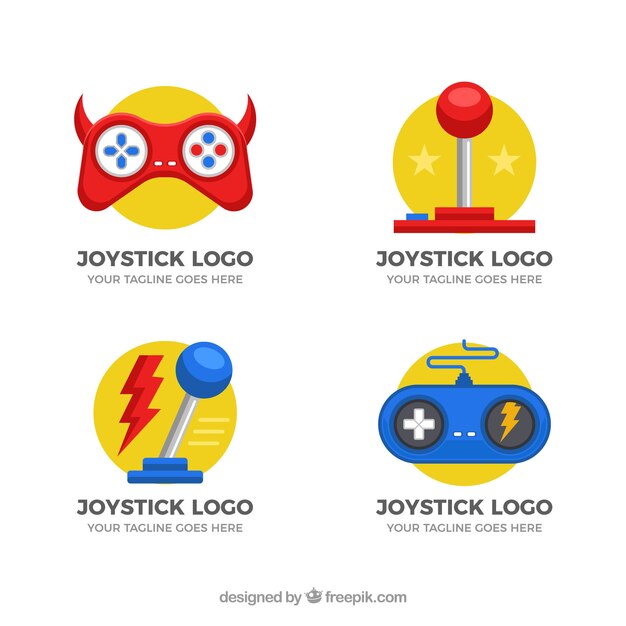 Colección de logos de joysticks con diseño plano