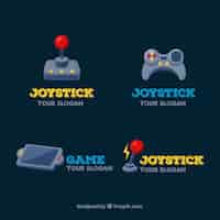 Vector gratuito colección de logos de joysticks con diseño plano