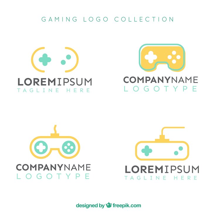 Vector gratuito colección de logos de juegos con diseño plano