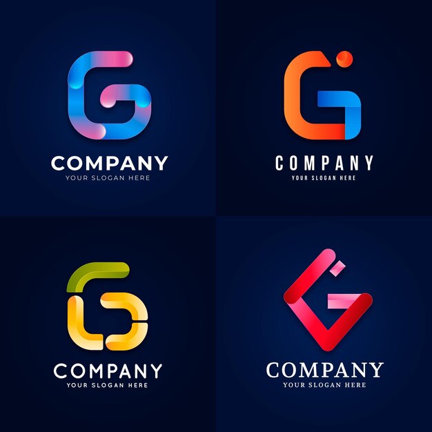 Colección de logos de letras g degradado