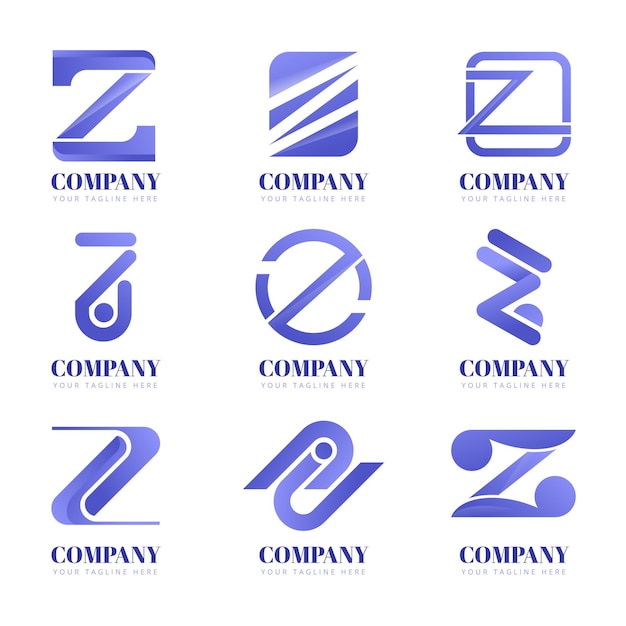 Colección de logos de letras z degradado