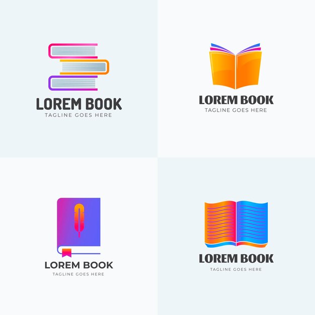 Colección de logos de libros degradados