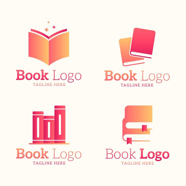 Colección de logos de libros de diseño plano