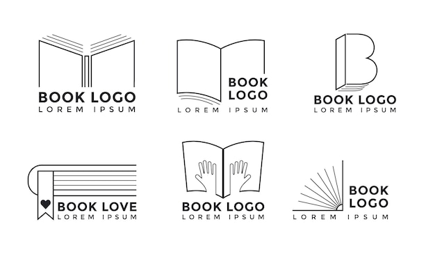 Colección de logos de libros de diseño plano