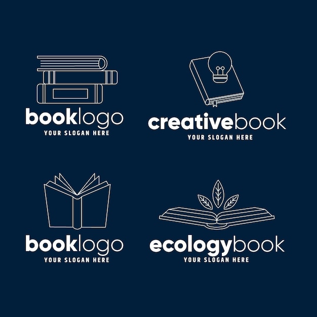 Colección de logos de libros planos