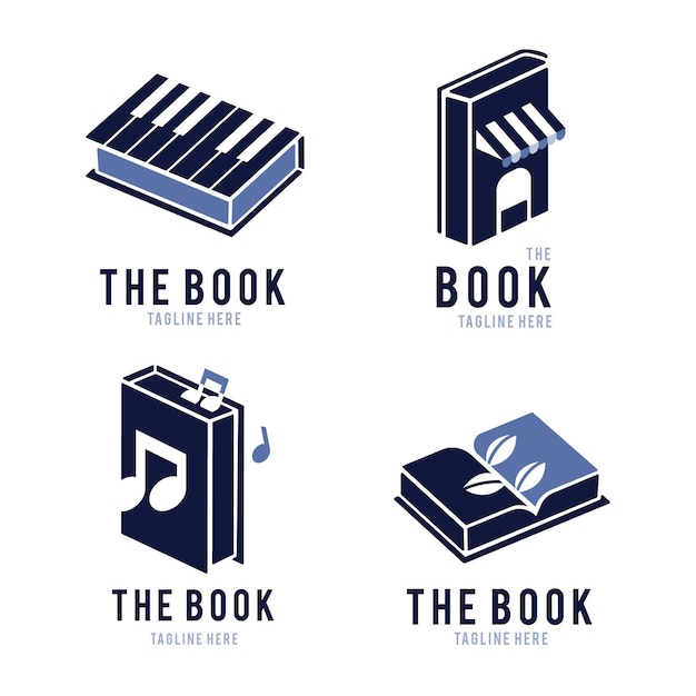 Colección de logos de libros planos