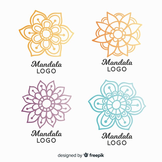 Colección de logos de mandala dibujados a mano