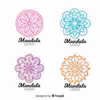 Vector gratuito colección de logos de mandala dibujados a mano