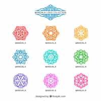 Vector gratuito colección de logos de mandalas coloridos